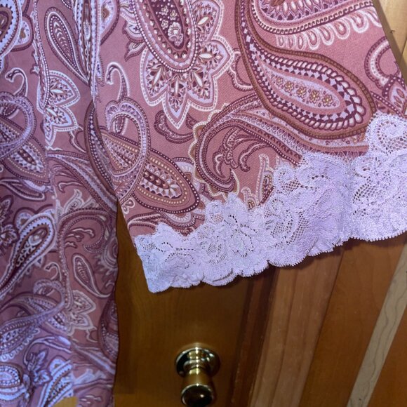 Valerie Stevens Womens Paisley Patterned Robe With Lace Trim Medium - Picture 2 of 6